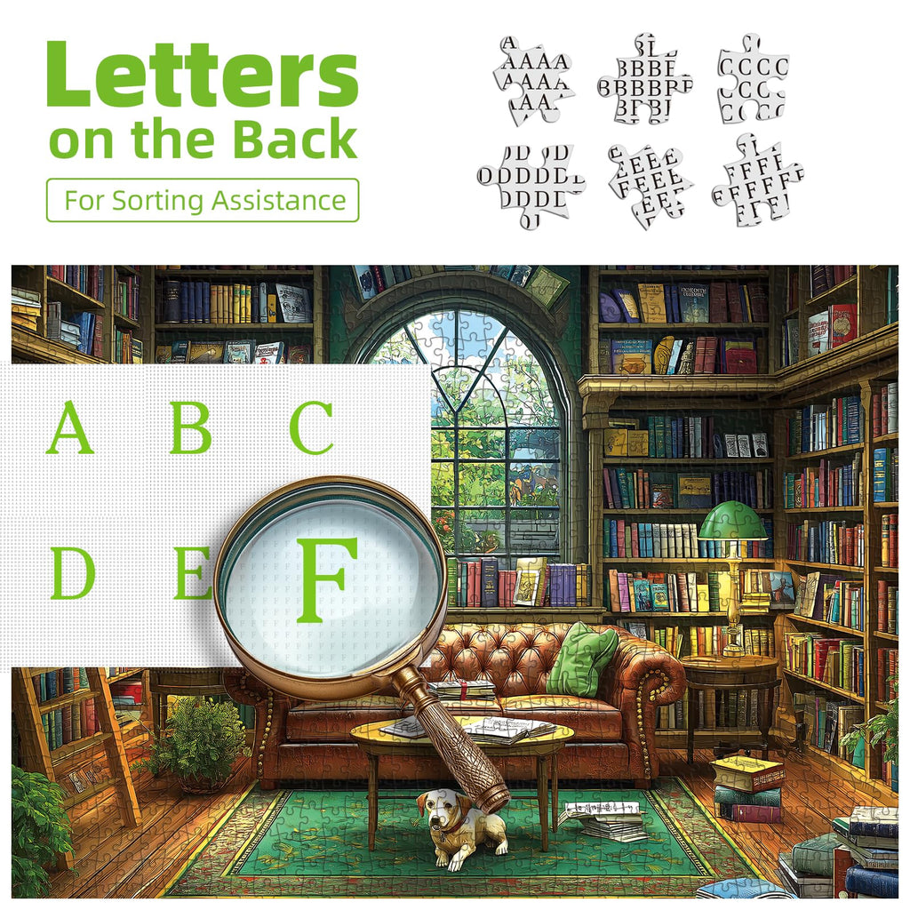 Blueforest Reading Room 1000 Piece Jigsaw Puzzle for Adults - Library Bookshelf Puzzle with Bonus Poster