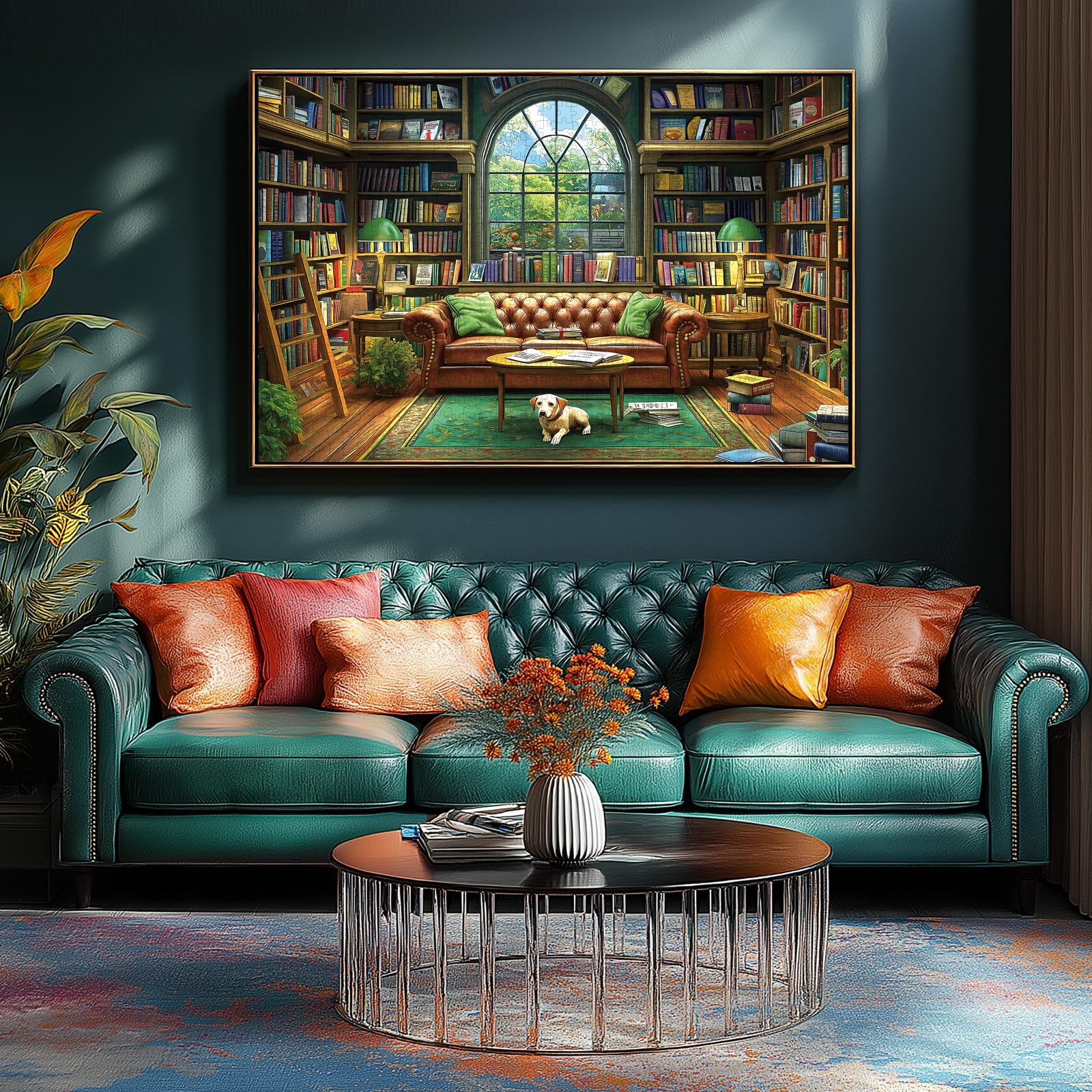 Blueforest Reading Room 1000 Piece Jigsaw Puzzle for Adults - Library Bookshelf Puzzle with Bonus Poster