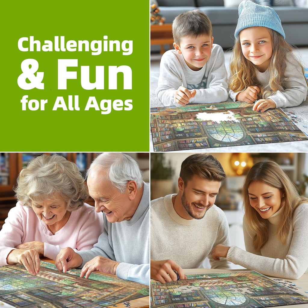 Blueforest Reading Room 1000 Piece Jigsaw Puzzle for Adults - Library Bookshelf Puzzle with Bonus Poster