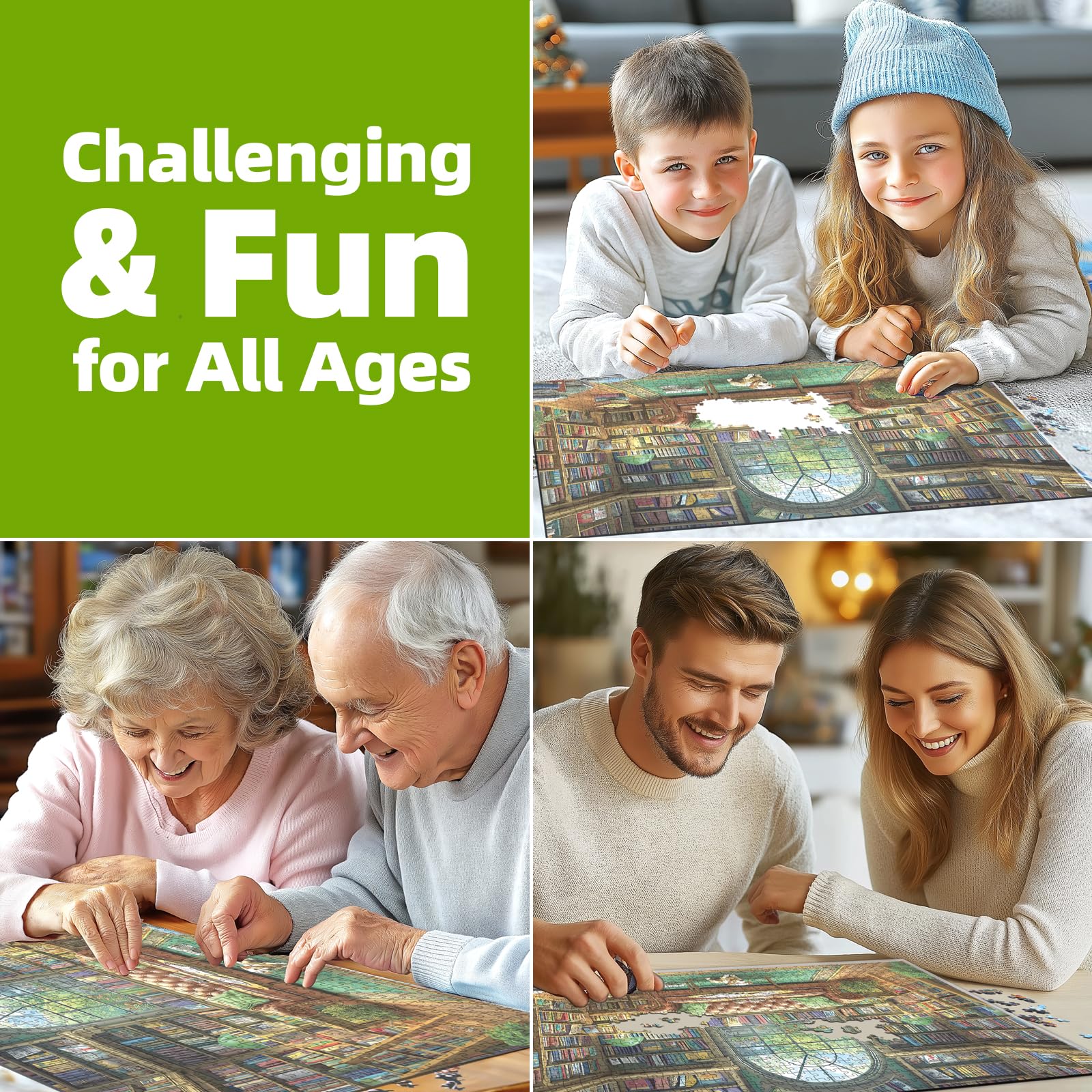 Blueforest Reading Room 1000 Piece Jigsaw Puzzle for Adults - Library Bookshelf Puzzle with Bonus Poster