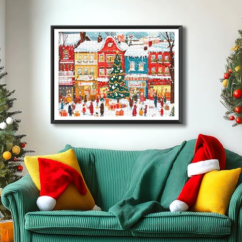 Blueforest Snowy Christmas Town 1000 Piece Puzzle – HD Print, Dust-Free, with Poster