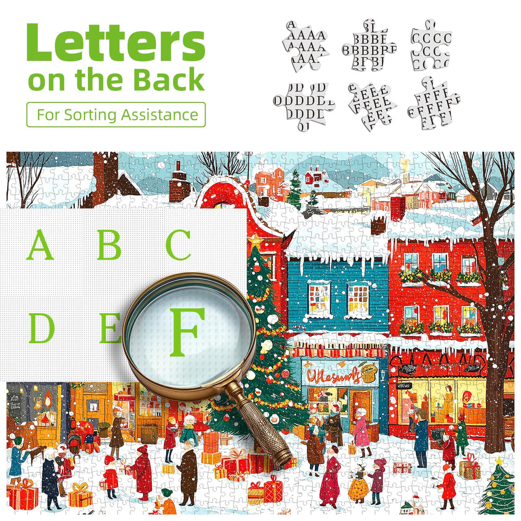 Blueforest Snowy Christmas Town 1000 Piece Puzzle – HD Print, Dust-Free, with Poster