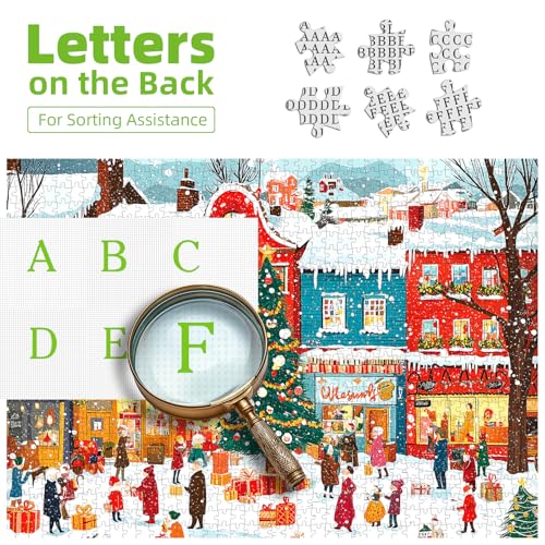 Blueforest Snowy Christmas Town 1000 Piece Puzzle – HD Print, Dust-Free, with Poster