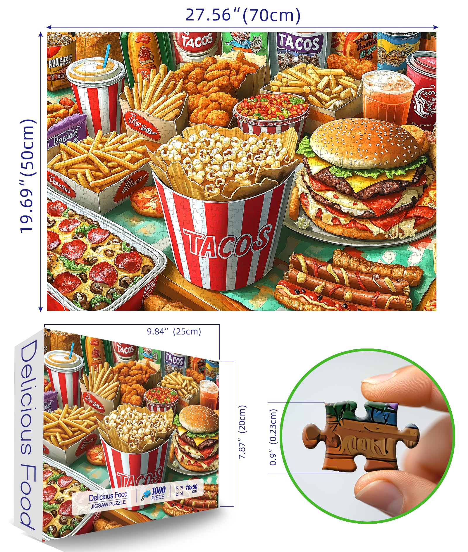 Blueforest Super Delicious Tacos Food 1000 Piece Jigsaw Puzzle - 27.5 x 19.7 Inches