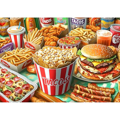 Blueforest Super Delicious Tacos Food 1000 Piece Jigsaw Puzzle - 27.5 x 19.7 Inches