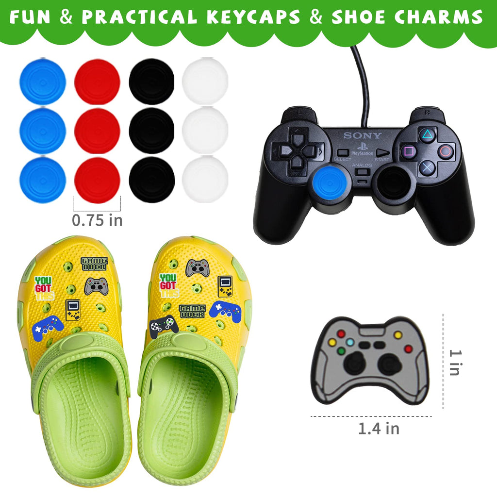 Bluegogo 146-Piece Video Game Party Favors Set with VIP Passes, Keychains, Tattoos, Shoe Charms, Button Caps, and Gift Bags