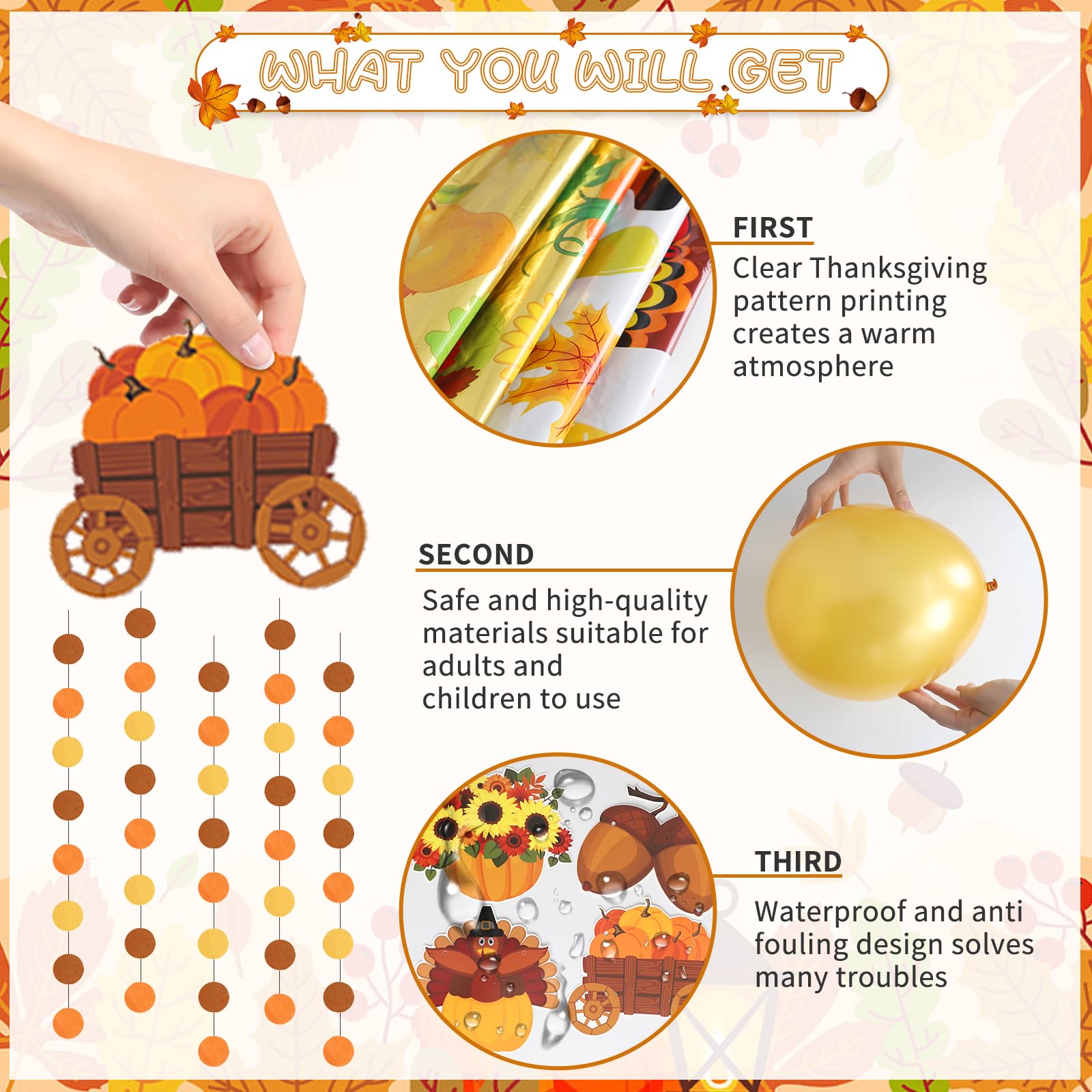 Bluegogo 29-Piece Thanksgiving Balloon Set with Foil Banner and Shaped Balloons