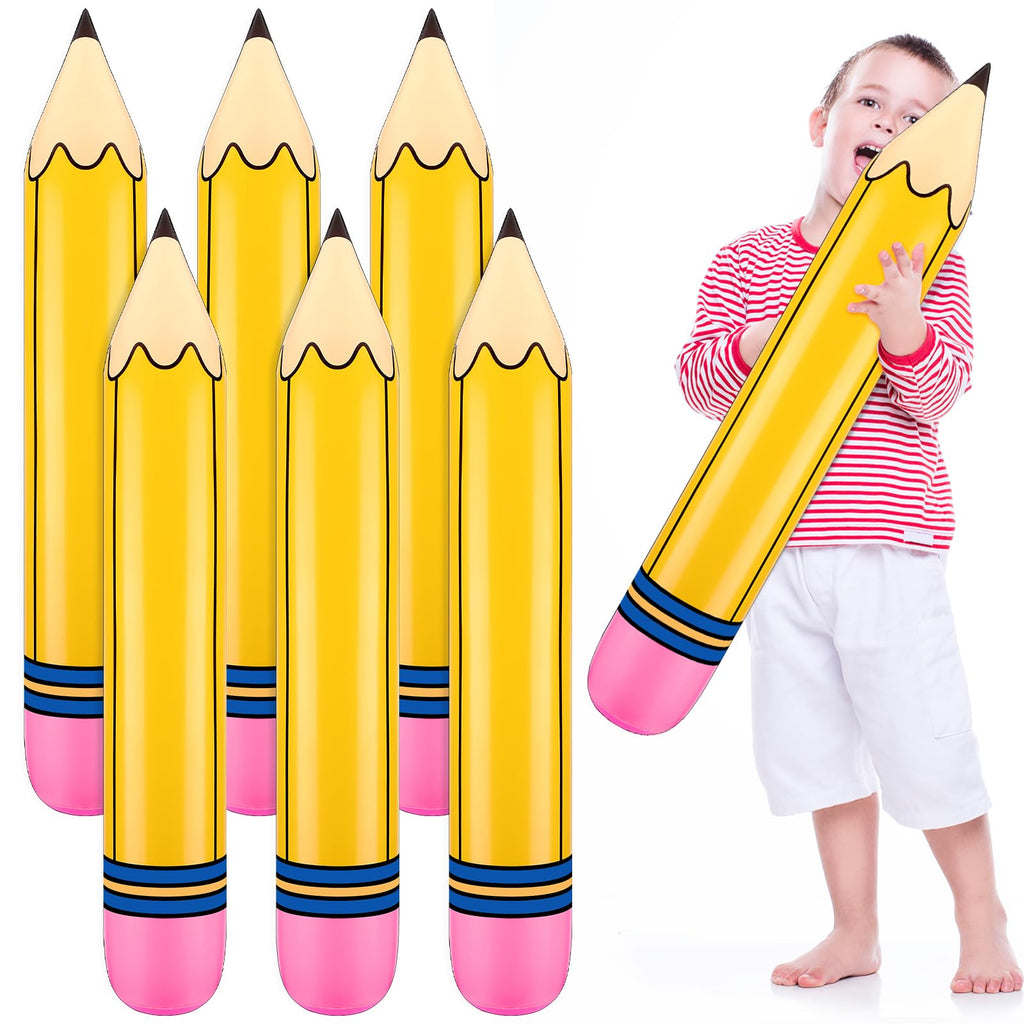 Blueweenly 6-Pack Giant Inflatable Pencils – 27-Inch Jumbo Balloons for School Decor & Parties