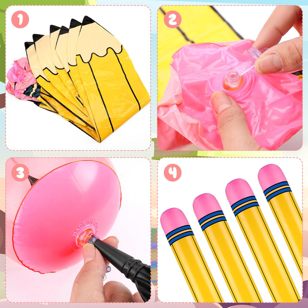 Blueweenly 6-Pack Giant Inflatable Pencils – 27-Inch Jumbo Balloons for School Decor & Parties