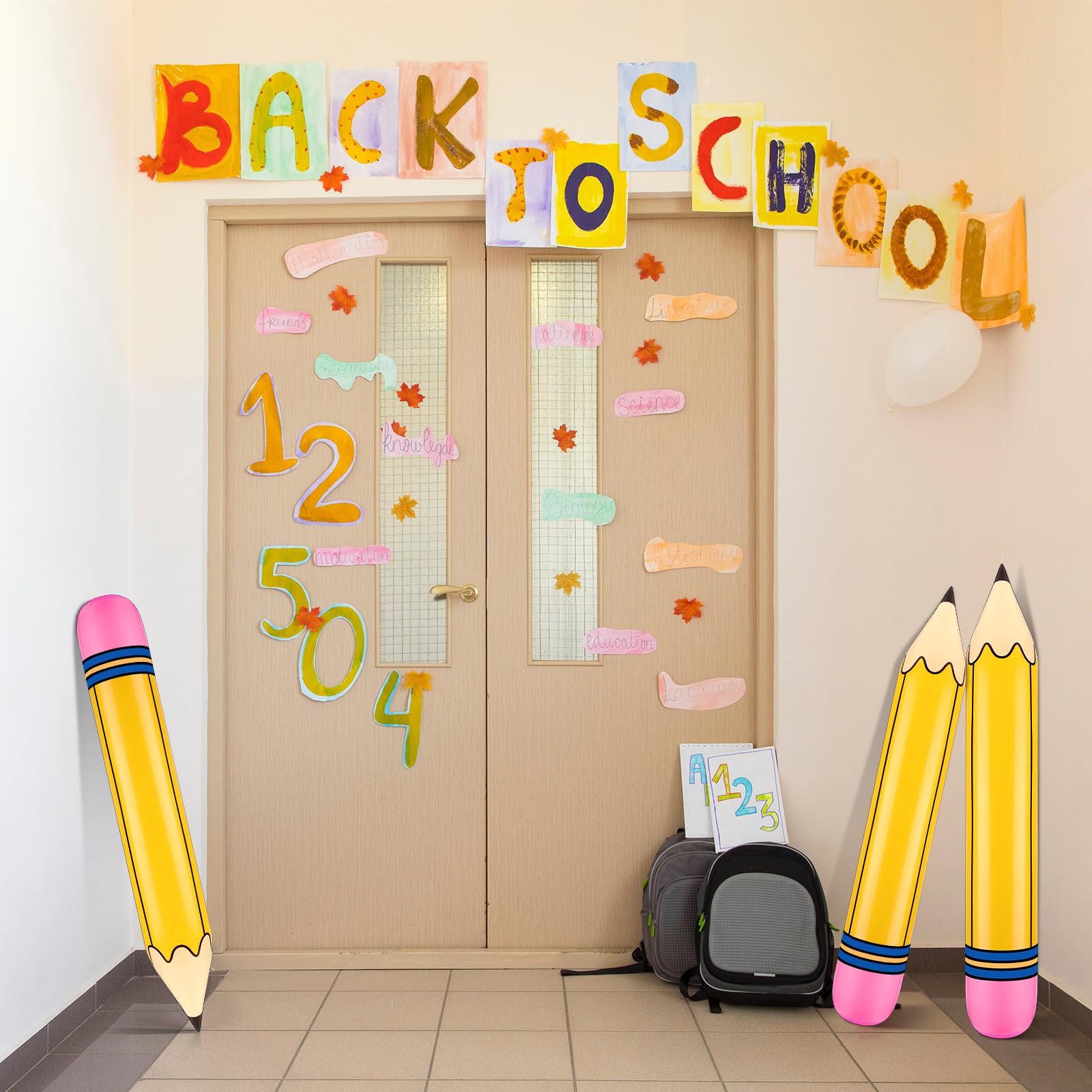 Blueweenly 6-Pack Giant Inflatable Pencils – 27-Inch Jumbo Balloons for School Decor & Parties
