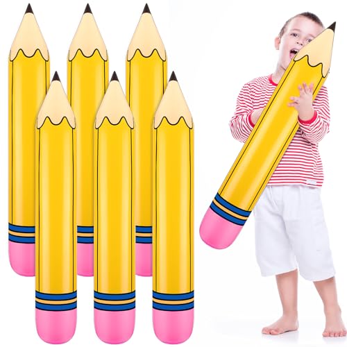 Blueweenly 6-Pack Giant Inflatable Pencils – 27-Inch Jumbo Balloons for School Decor & Parties