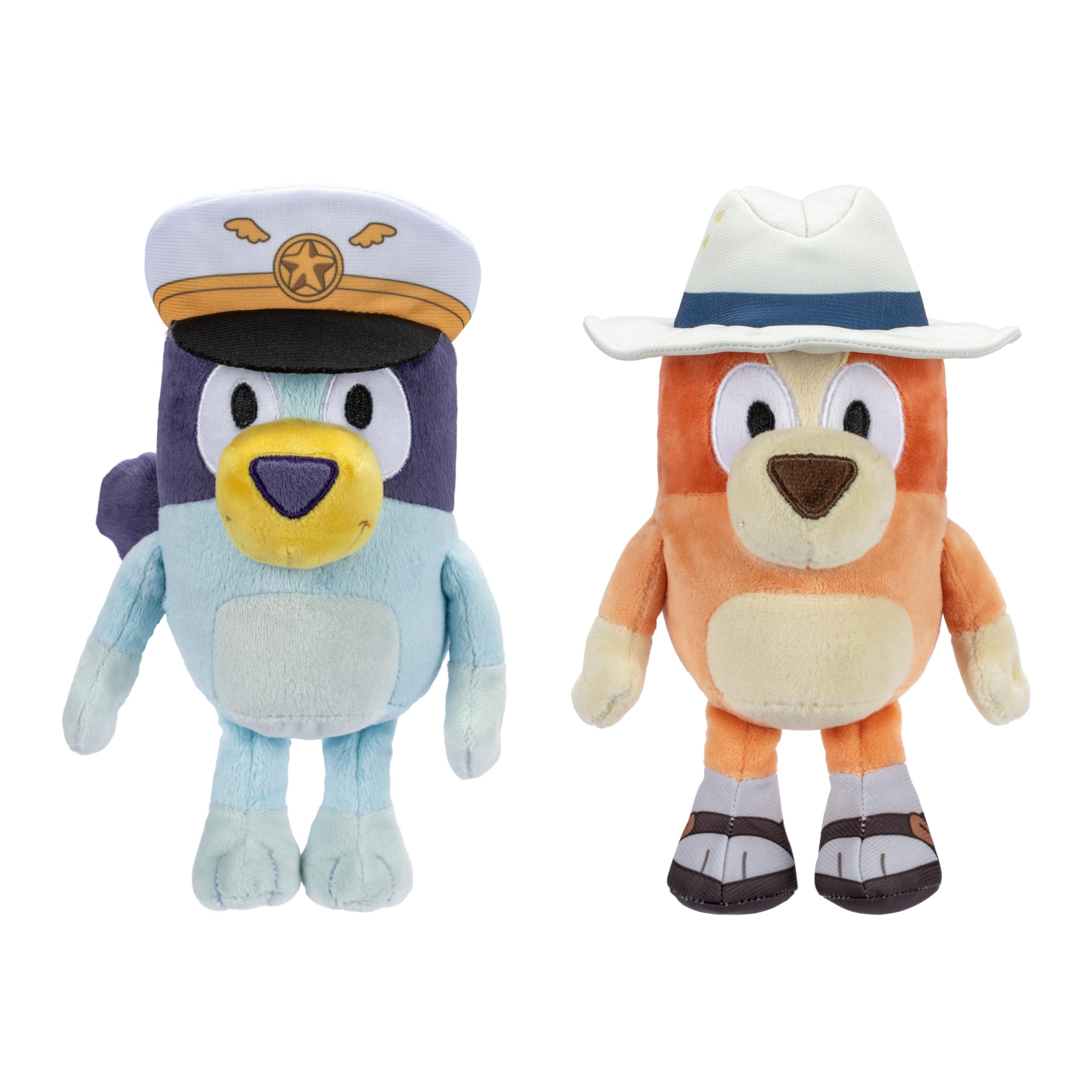 Bluey and Bingo Plush Pack (2-Pack) - 16-23" Soft Stuffed Animals with Captain Hat & Holiday Outfit - for Kids Ages 3+