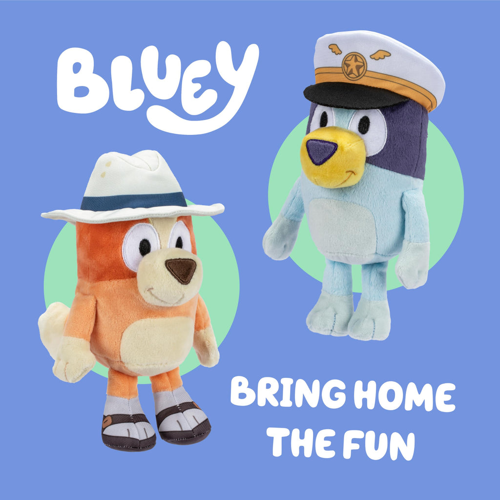 Bluey and Bingo Plush Pack (2-Pack) - 16-23" Soft Stuffed Animals with Captain Hat & Holiday Outfit - for Kids Ages 3+