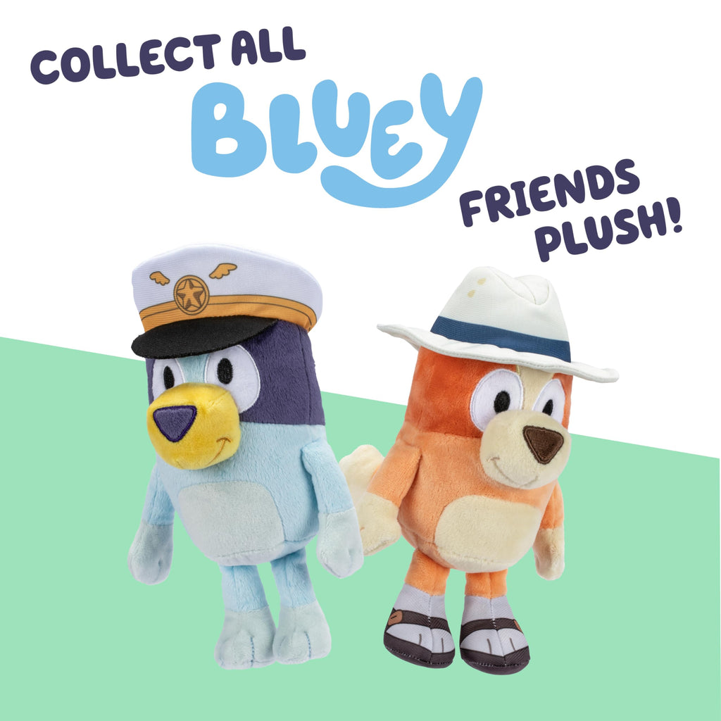 Bluey and Bingo Plush Pack (2-Pack) - 16-23" Soft Stuffed Animals with Captain Hat & Holiday Outfit - for Kids Ages 3+