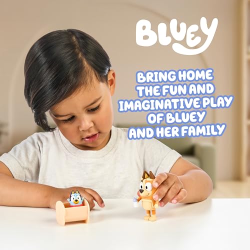 Bluey Baby Race Toy Figurines Pack: Chilli and Baby Bluey in Cradle, 2.5" Articulated Action Figures for Kids Ages 3+