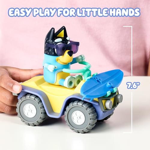 Bluey Bandit Surf Beach Toy Set with Poseable Figure, Quad Bike, and Surfboard
