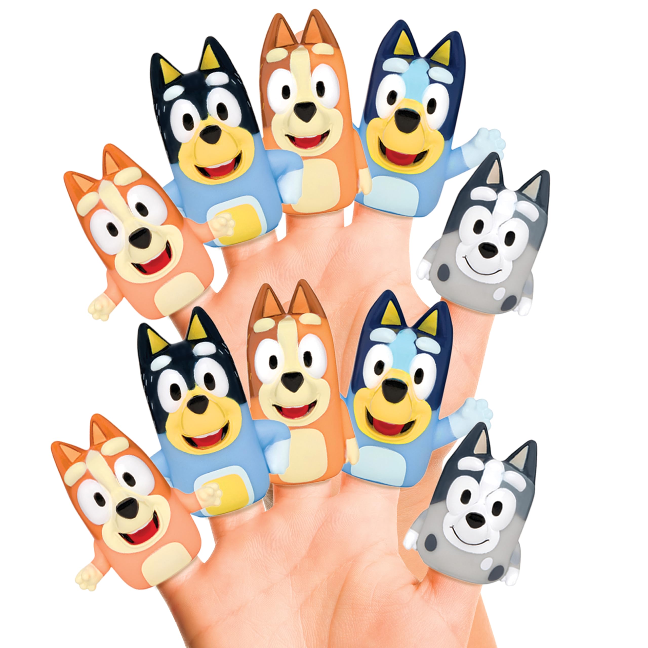 Bluey Bath Finger Puppets Set of 10 – Waterproof PVC, Educational Bath Toys for Kids