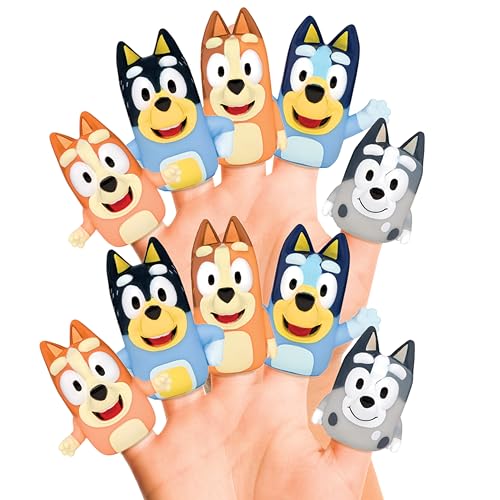Bluey Bath Finger Puppets Set of 10 – Waterproof PVC, Educational Bath Toys for Kids
