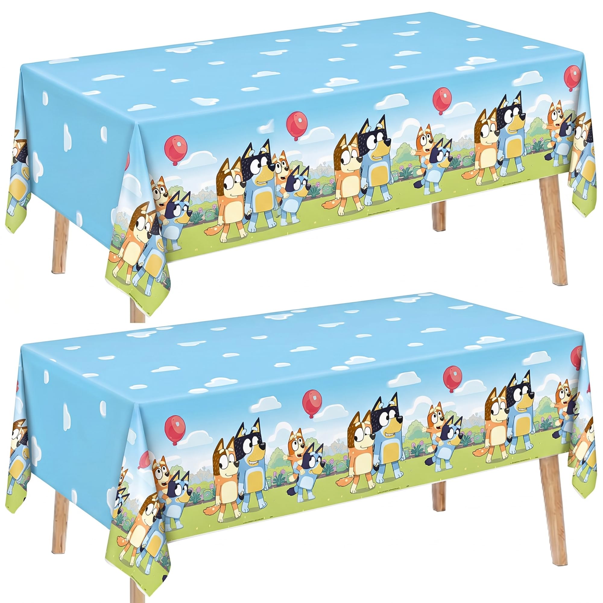 Bluey Birthday Party Table Covers (Pack of 2) with Sticker – 54x84 Inch Plastic Rectangular