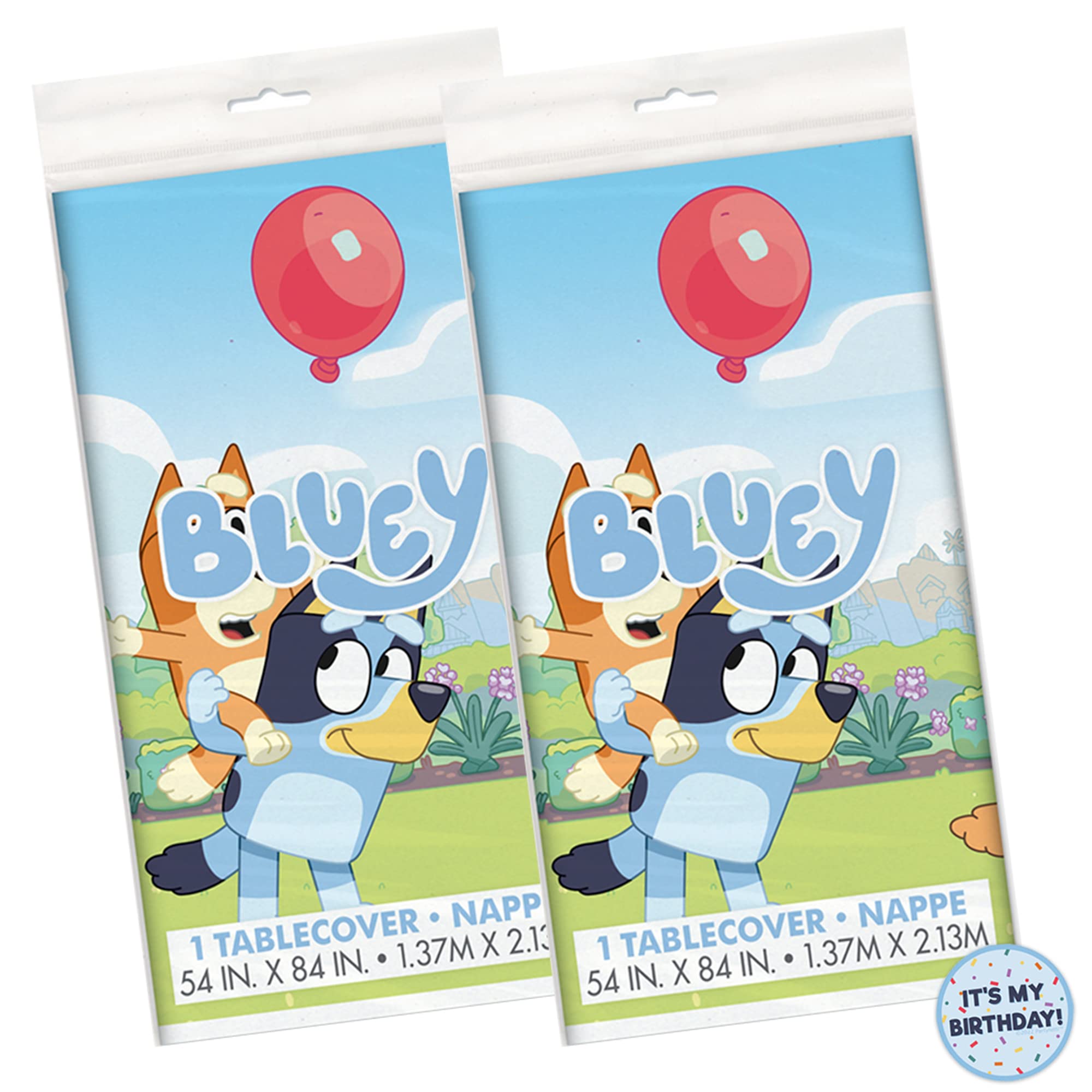 Bluey Birthday Party Table Covers (Pack of 2) with Sticker – 54x84 Inch Plastic Rectangular