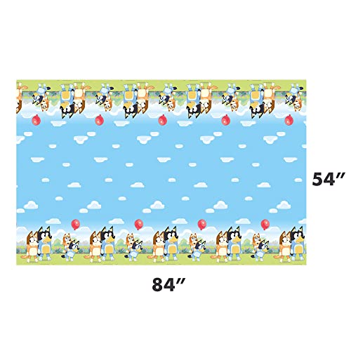 Bluey Birthday Party Table Covers (Pack of 2) with Sticker – 54x84 Inch Plastic Rectangular