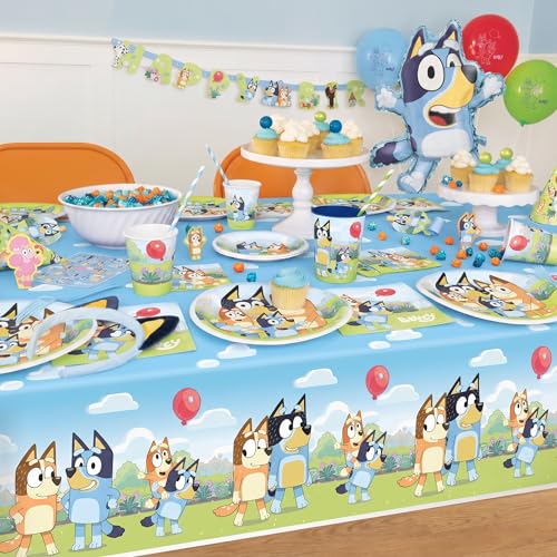 Bluey Birthday Party Table Covers (Pack of 2) with Sticker – 54x84 Inch Plastic Rectangular