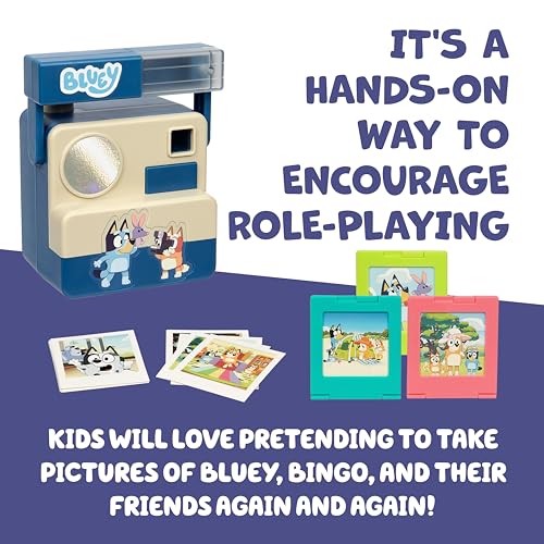 Bluey Chikit Chikit Pretend Camera - Role Play Toy with Pop-Out Photo Cards for Kids Ages 3+