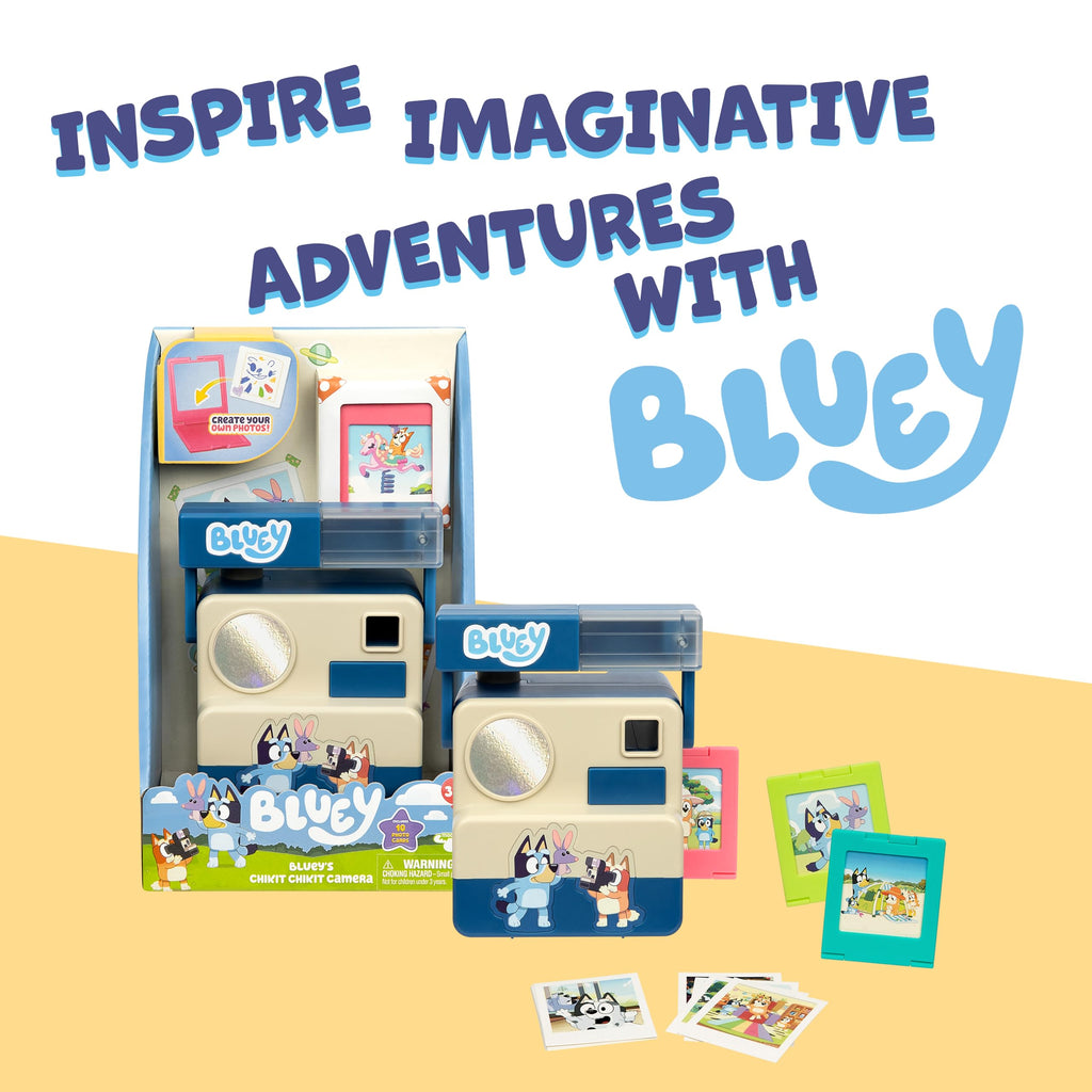Bluey Chikit Chikit Pretend Camera - Role Play Toy with Pop-Out Photo Cards for Kids Ages 3+