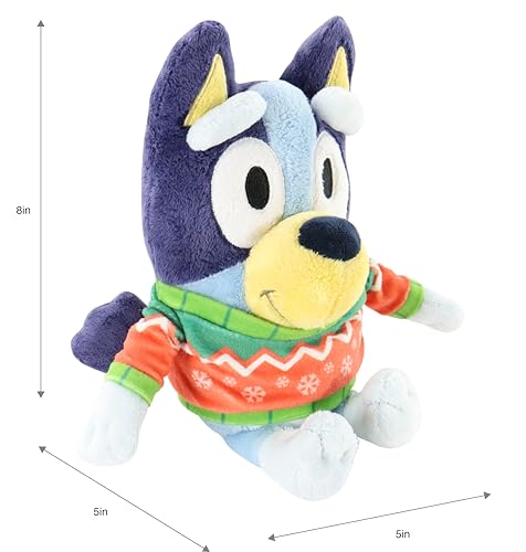 Bluey Christmas Plush - 8-Inch Mini Soft Toy, Officially Licensed, Ultra Soft, Ages 3+