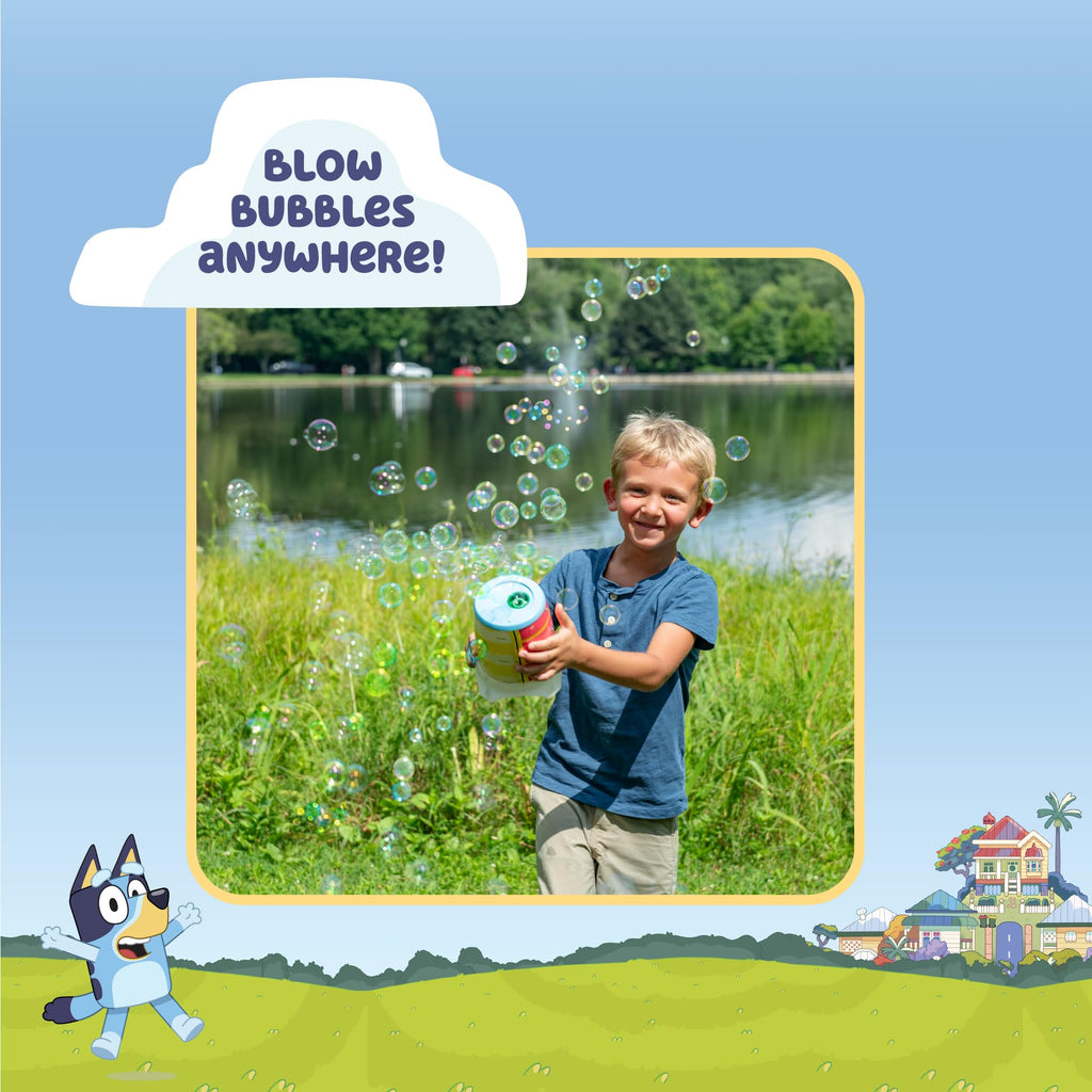 Bluey Cyclone No Spill Bubble Machine - Non-Toxic Bubble Toy for Kids Ages 3+