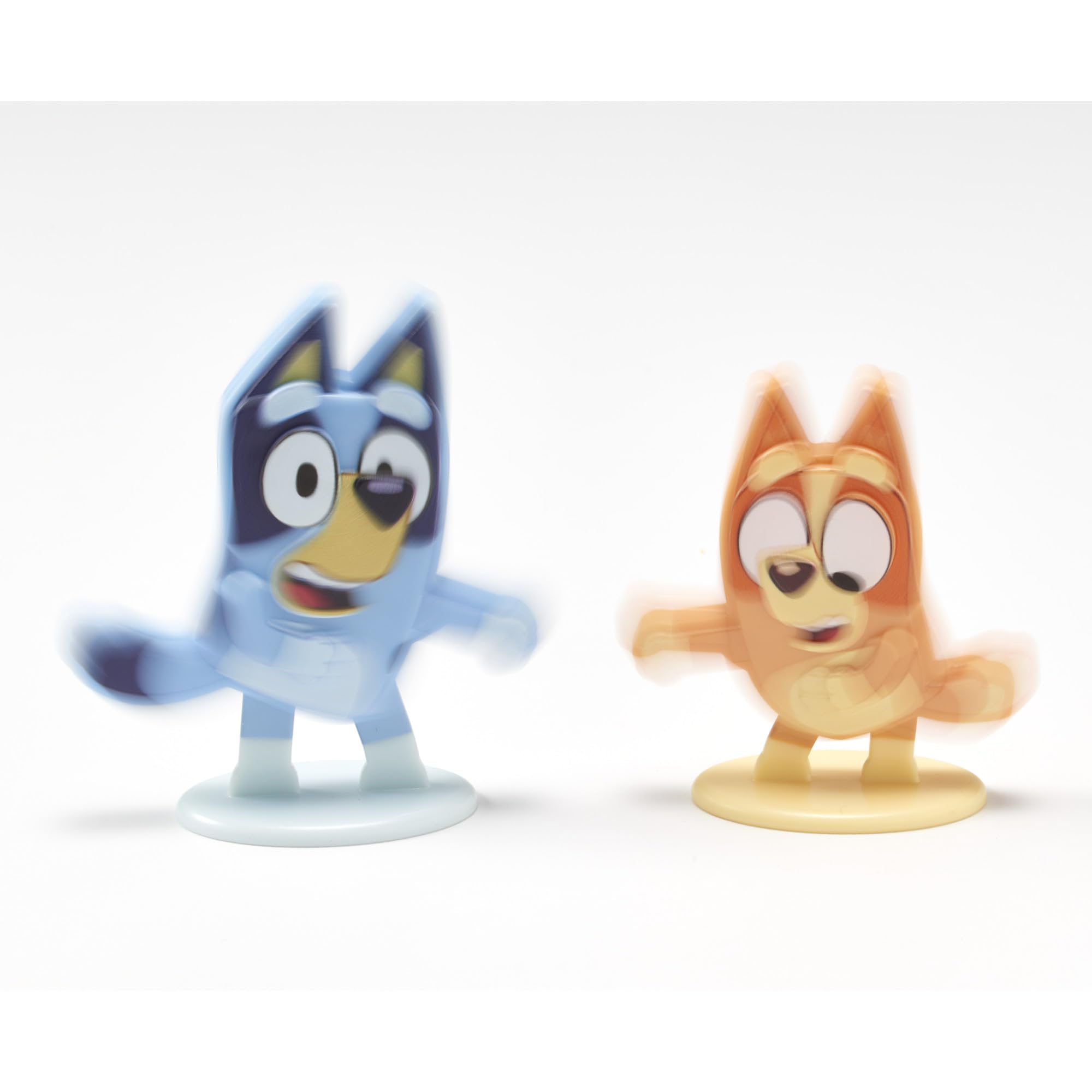 Bluey Dance Mode Cake Toppers - Moving Bluey & Bingo Figurines with Poly Pic, 3-Piece Set