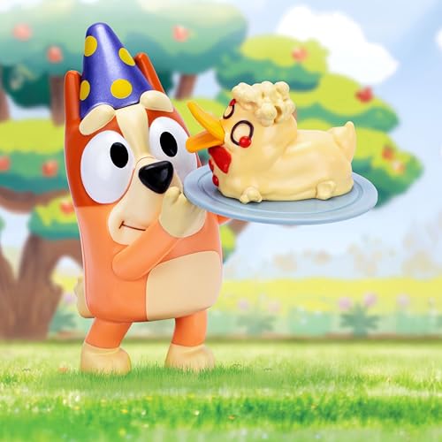 Bluey Dessert Bingo Studio Collector Figure – Premium 4.5" Figure with Metallic Hat, Display Base, and Collector Card