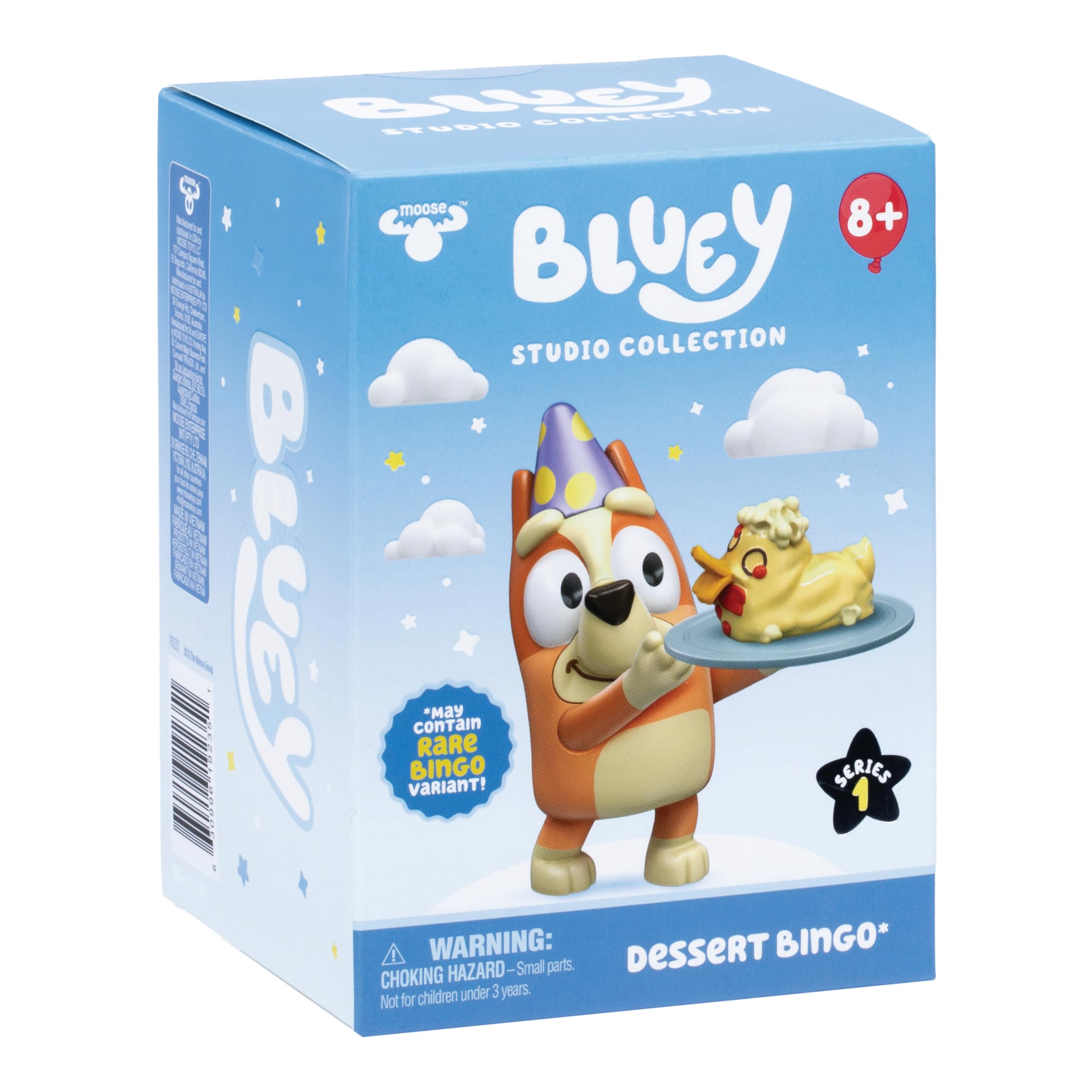 Bluey Dessert Bingo Studio Collector Figure – Premium 4.5" Figure with Metallic Hat, Display Base, and Collector Card