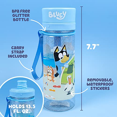 Bluey DIY Water Bottle Kit with Reusable Stickers | BPA-Free 13oz Kids Bottle for Parties & Sports