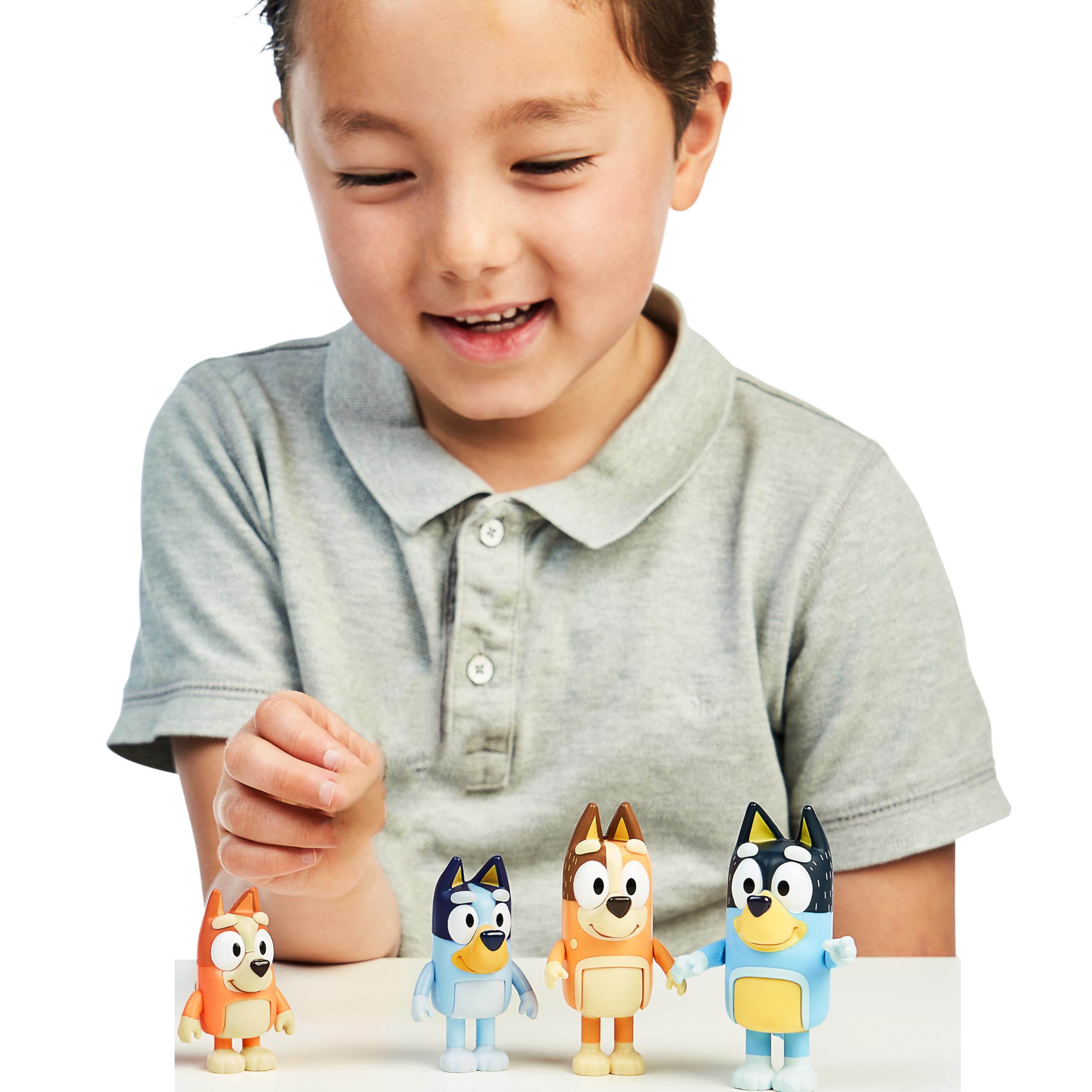 Bluey Family Figure Pack of 4 – Poseable Bluey, Bingo, Chilli & Bandit Toys for Kids Ages 3+