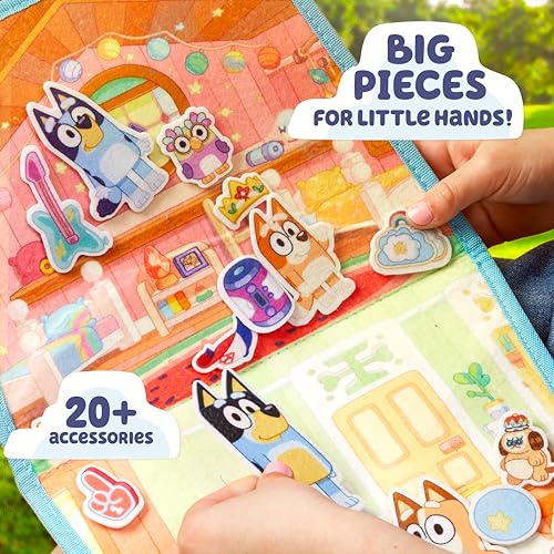 Bluey Felt Playhouse - Double-Sided Play Scene with 20+ Felt Characters & Travel Pouch
