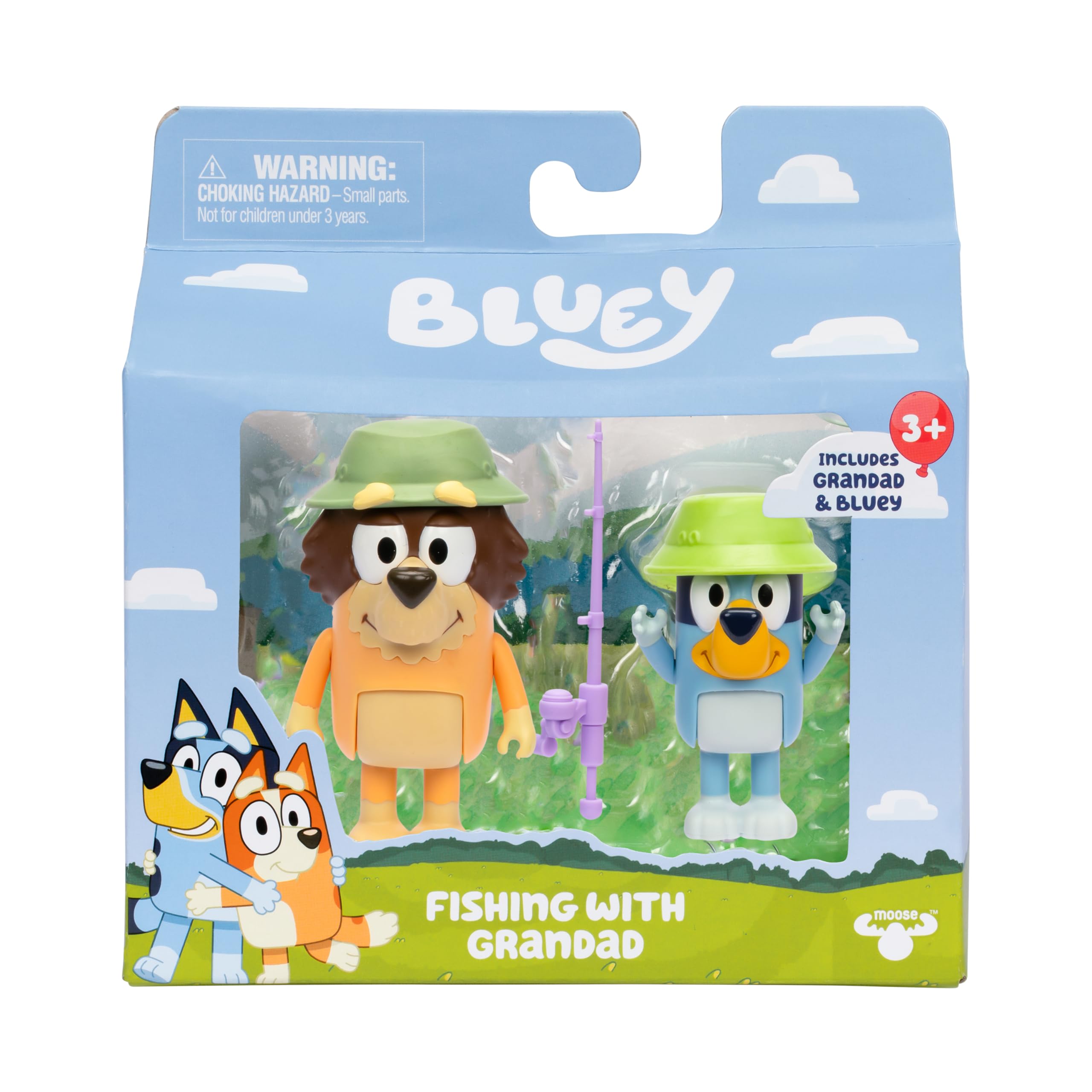 Bluey Fishing with Grandad Action Figure Set – 2 Poseable Toys for Kids Ages 3+