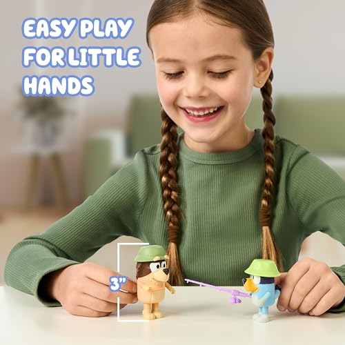 Bluey Fishing with Grandad Action Figure Set – 2 Poseable Toys for Kids Ages 3+