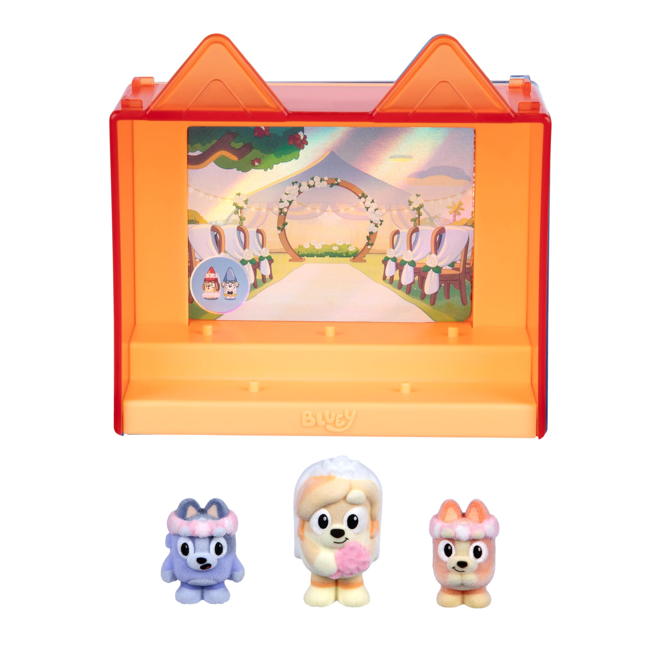 Bluey Fuzzies Episode Pack: The Sign - 3 Flocked Mini-Figures, Display Case, Holographic Card & Collector's Guide (Series 1)