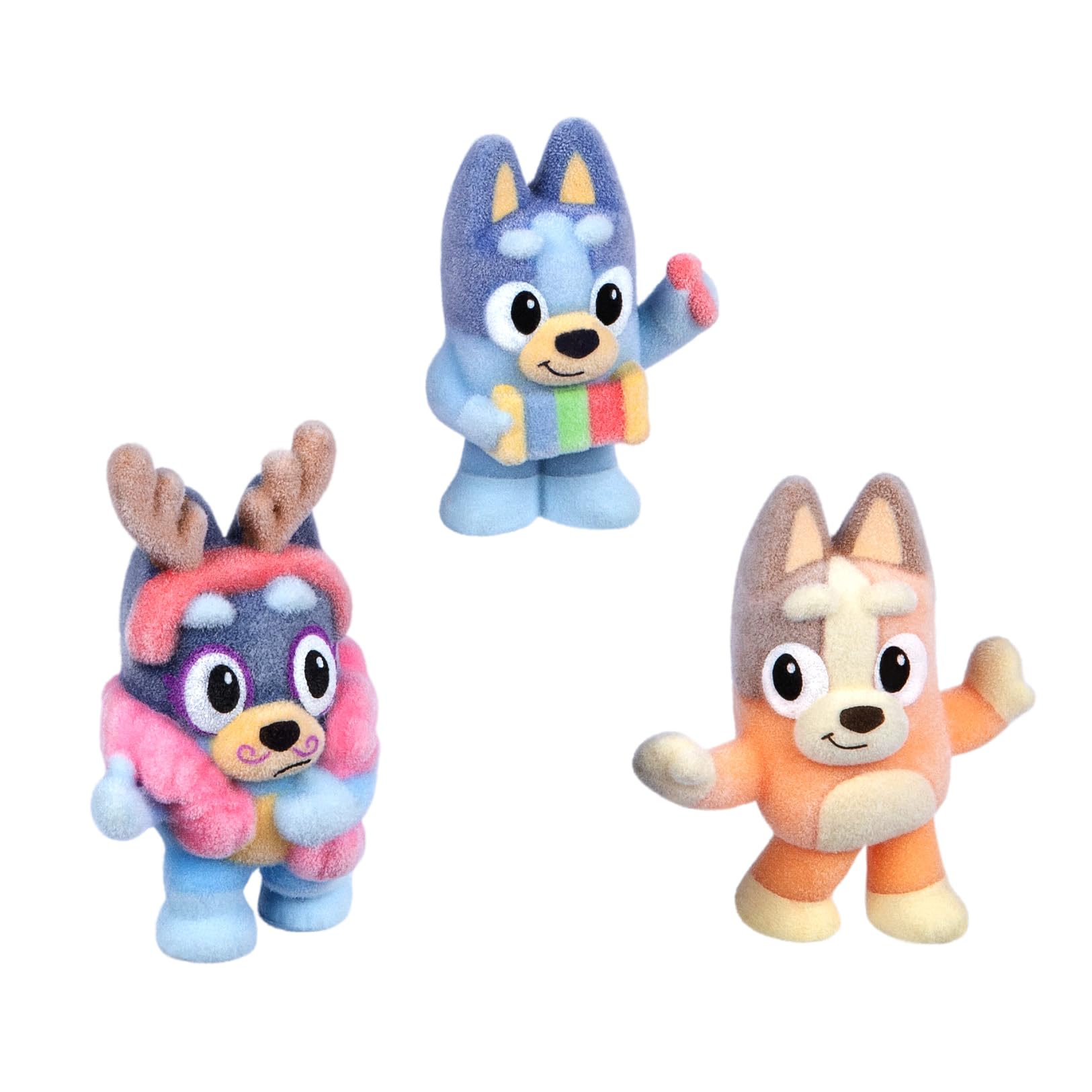 Bluey Fuzzies Magic Xylophone Episode Pack – 3 Flocked Mini-Figures, Display Case, Trading Card & Guide