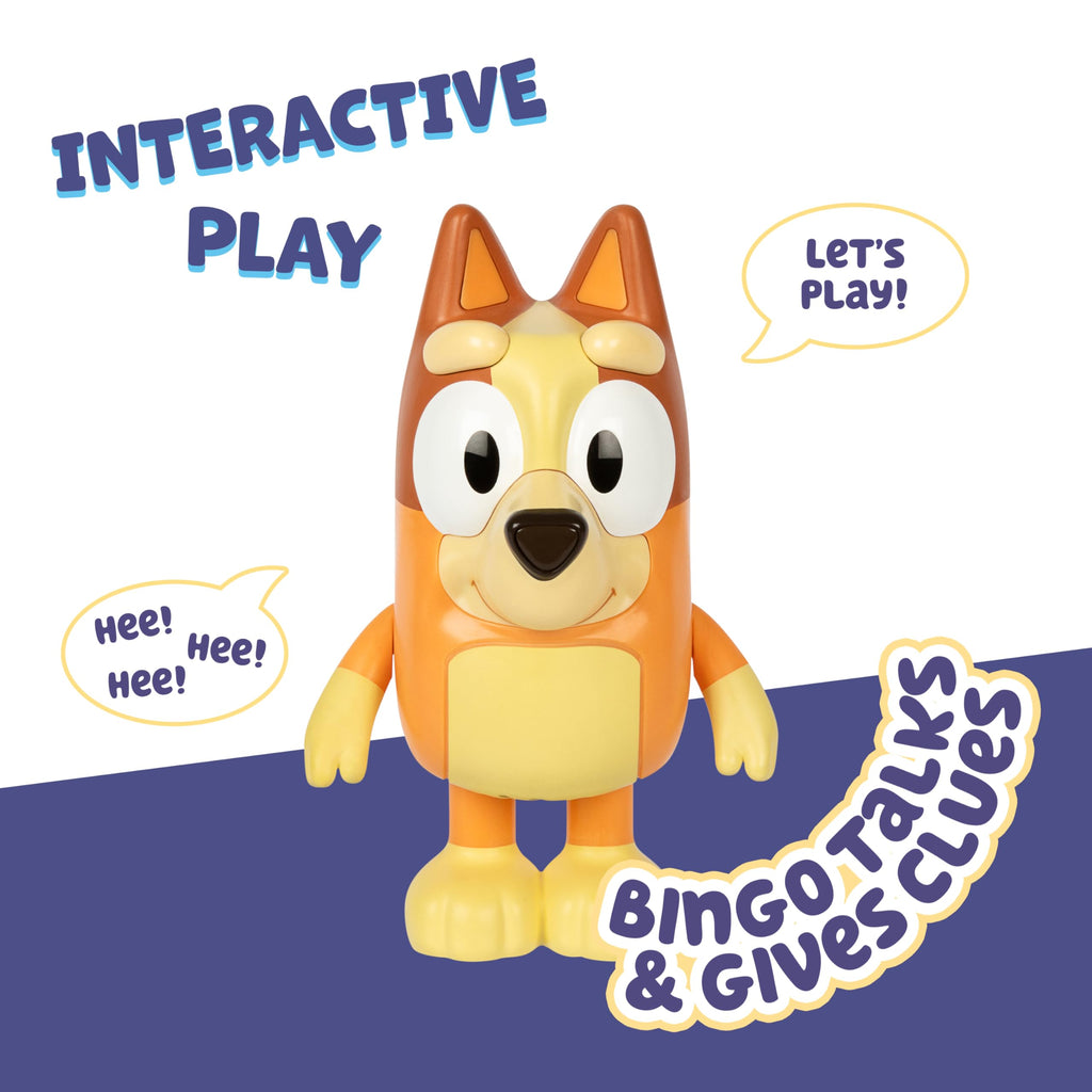 Bluey Hide and Seek Electronic Bingo Figure - 6-Inch Interactive Toddler Toy with Dance Mode