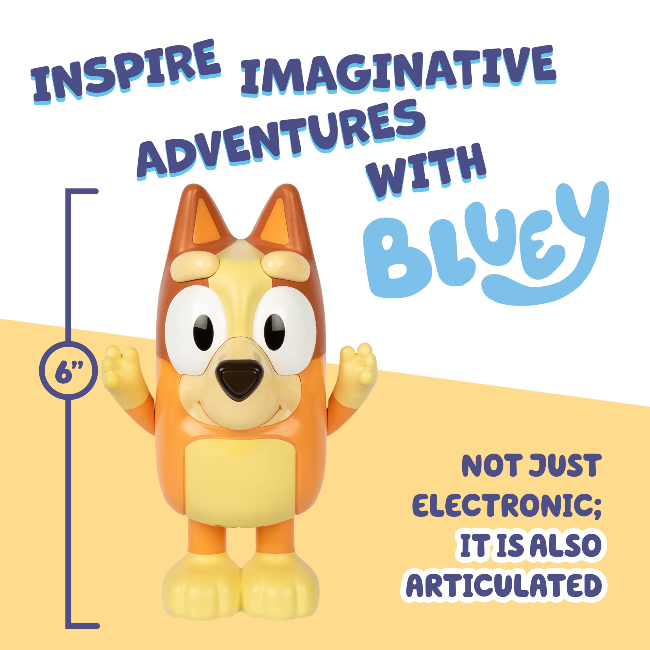 Bluey Hide and Seek Electronic Bingo Figure - 6-Inch Interactive Toddler Toy with Dance Mode