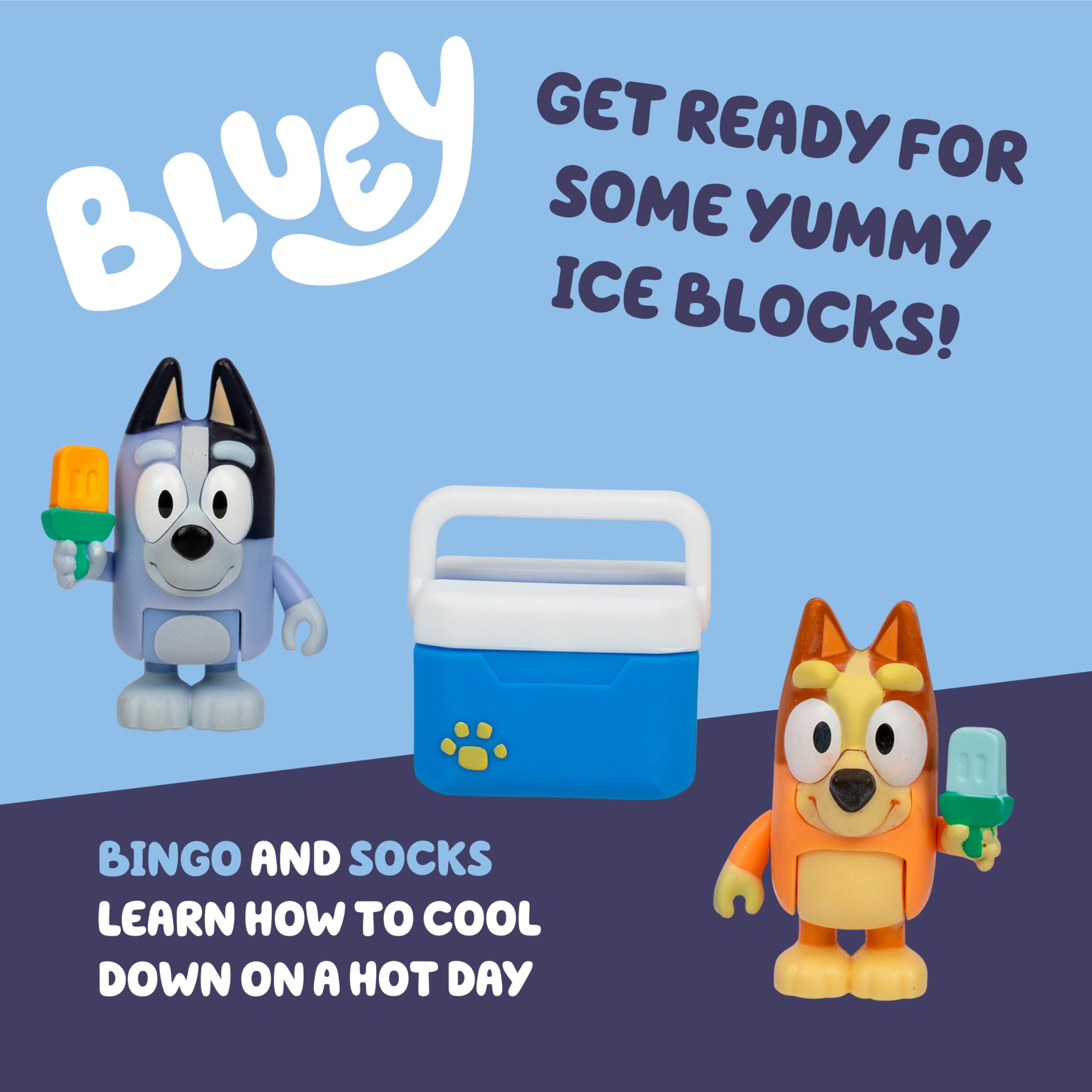 Bluey Ice Blocks 2-Pack: Poseable Bingo & Socks Figurines for Kids Ages 3+