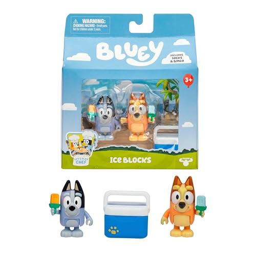 Bluey Ice Blocks 2-Pack: Poseable Bingo & Socks Figurines for Kids Ages 3+