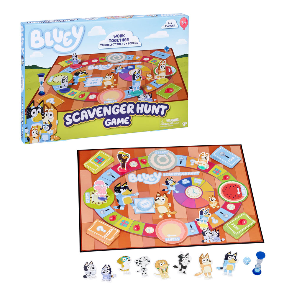 Bluey Scavenger Hunt Board Game – Cooperative Play with 4 Exclusive Mini-Figures for Ages 3+