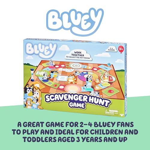 Bluey Scavenger Hunt Board Game – Cooperative Play with 4 Exclusive Mini-Figures for Ages 3+