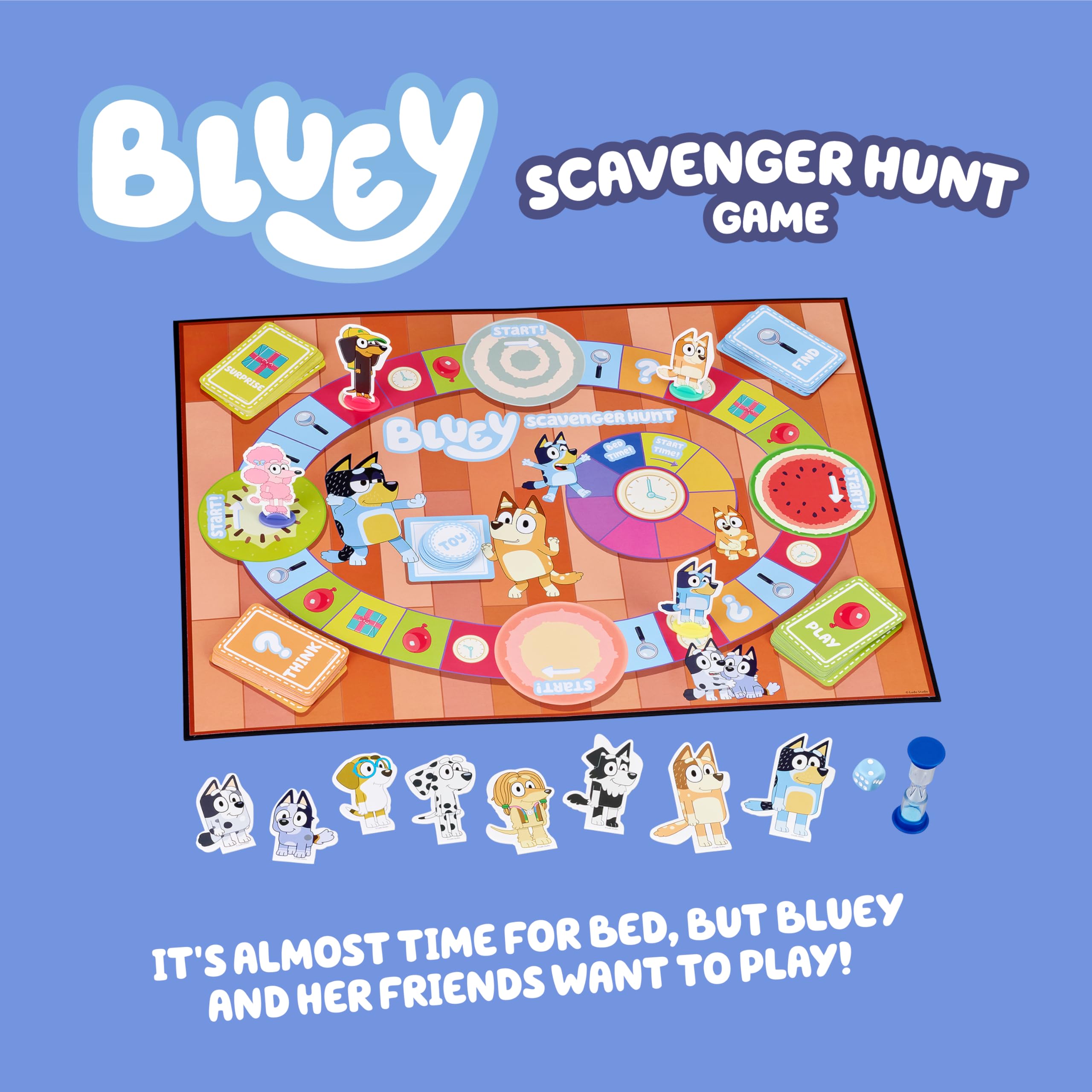 Bluey Scavenger Hunt Board Game – Cooperative Play with 4 Exclusive Mini-Figures for Ages 3+