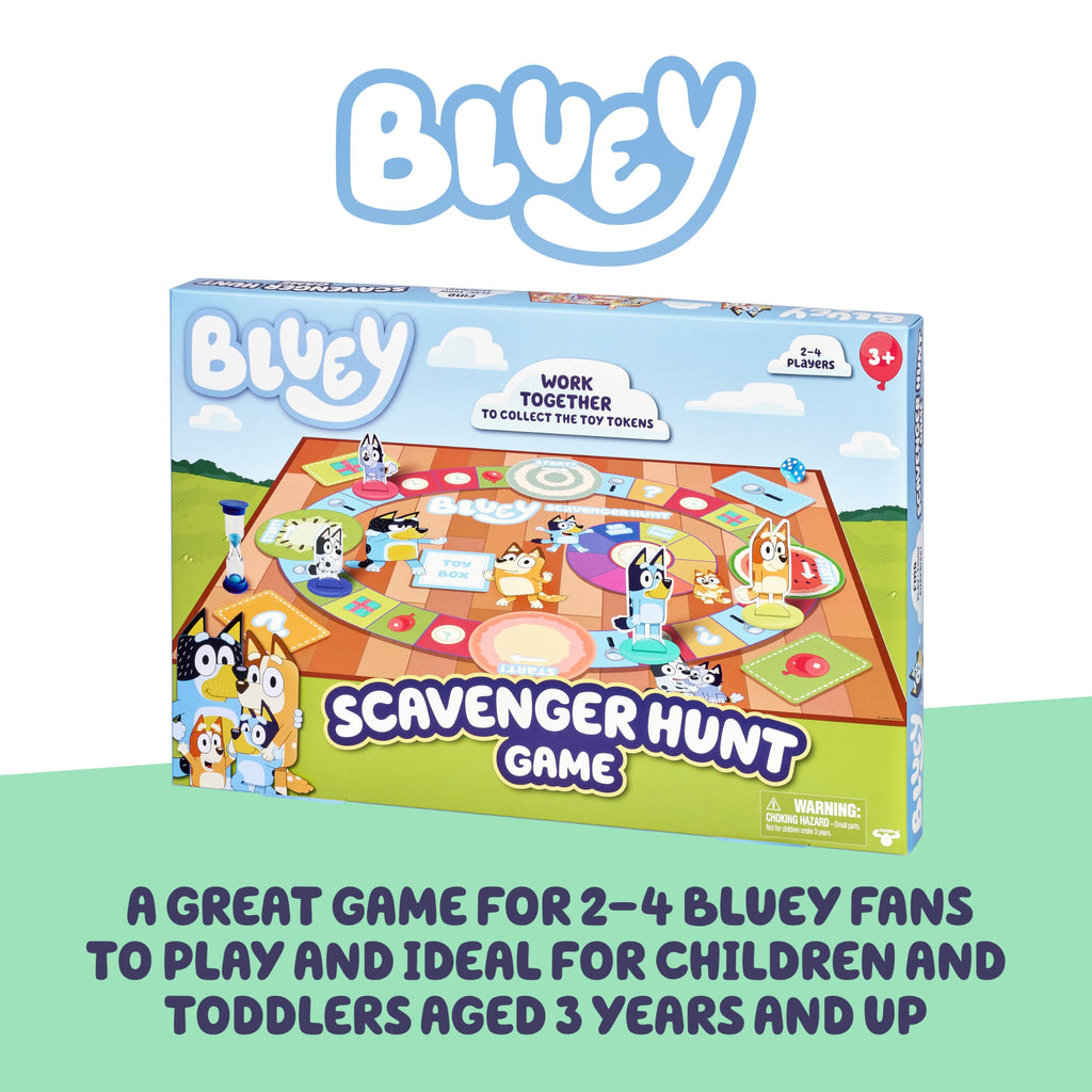Bluey Scavenger Hunt Board Game – Cooperative Play with 4 Exclusive Mini-Figures for Ages 3+