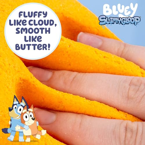 Bluey SLIMYGLOOP 2-Pack: Pre-Made Cloud Slimes with Bluey & Bingo Charms - Cotton Candy & Mango Scented, 7.5 oz & 8 oz