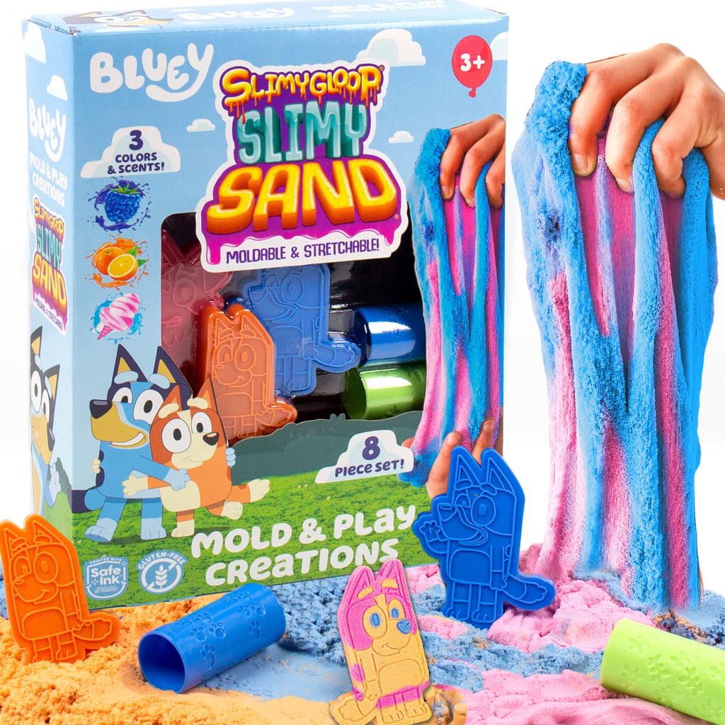 Bluey SLIMYGLOOP Slimy Sand Mold & Play Creations – 15 oz Scented Sensory Sand with Molds for Kids Ages 3+